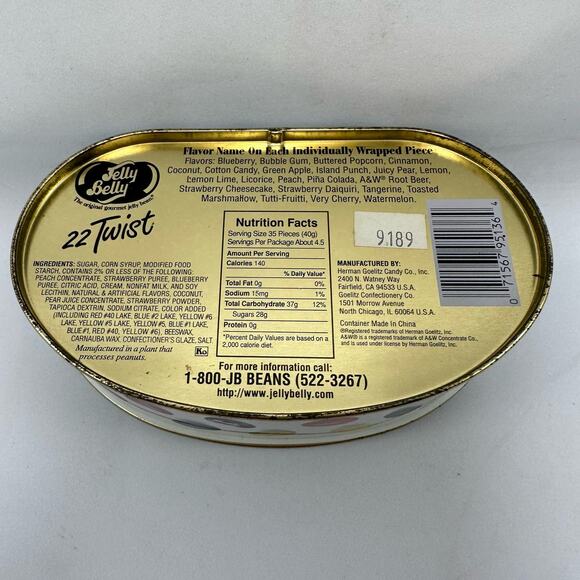 The Original Gourmet Jelly Bean Souvenir Metal Tin Canister 6oz (lil rust) - Picture 5 of 9